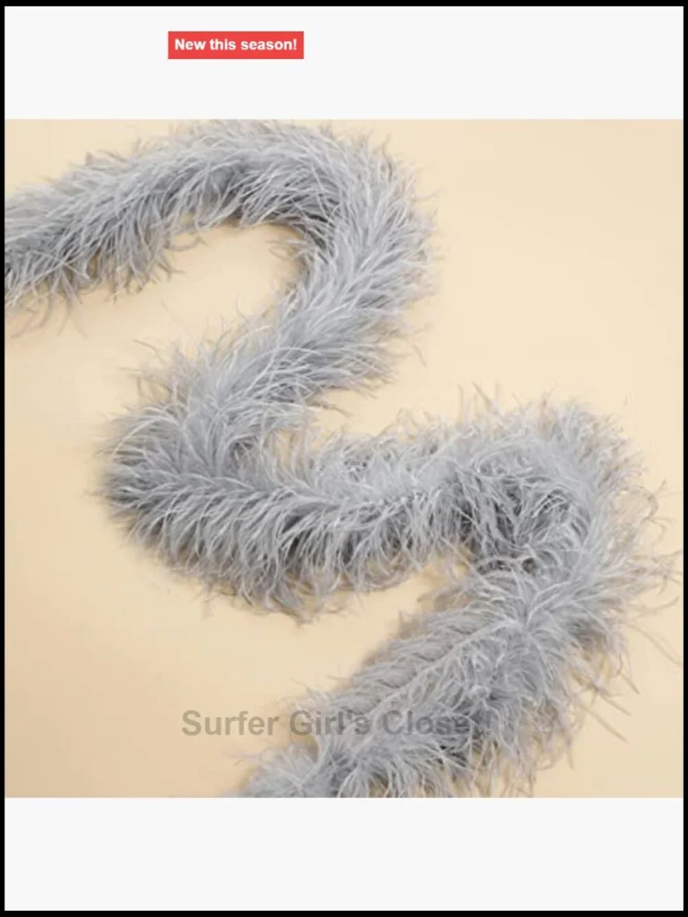Grey Ostrich Feather Boa 2 Yards Long Fluffy Scarf Party Accessory DIY Craft